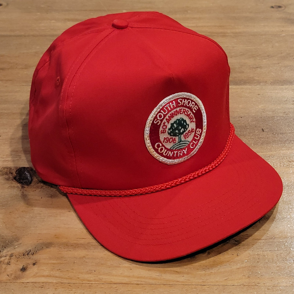 Vintage South Shore Country Club Hat Snapback Red Rope Patch Golf Hingham MA