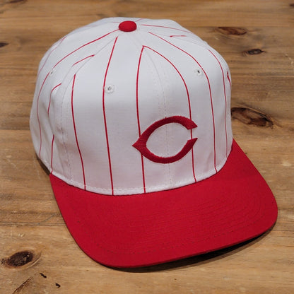 Vintage Cincinnati Reds Hat New Era Snapback White Red Pinstripe 90s Pro Model
