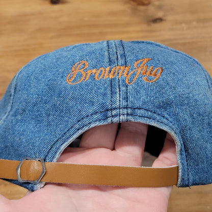 Vintage Miller Genuine Draft Denim Hat Leather Strap Back 90s You Cant Beat Beer