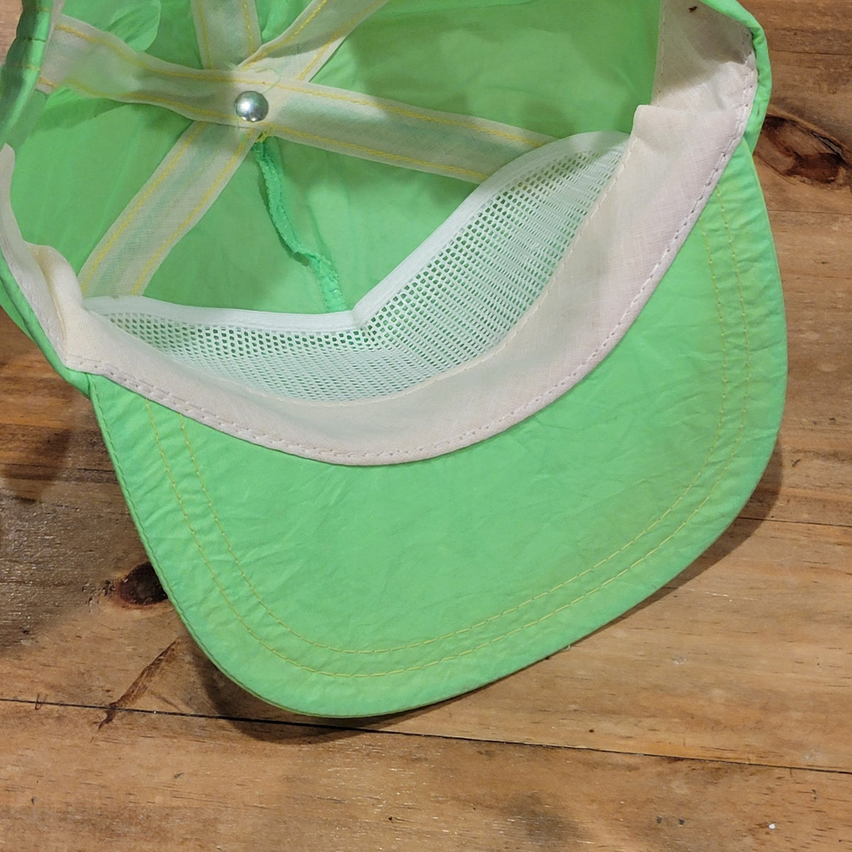 Vintage IKON Office Solutions Hat Strap Back Nylon 80s Green Neon One Size
