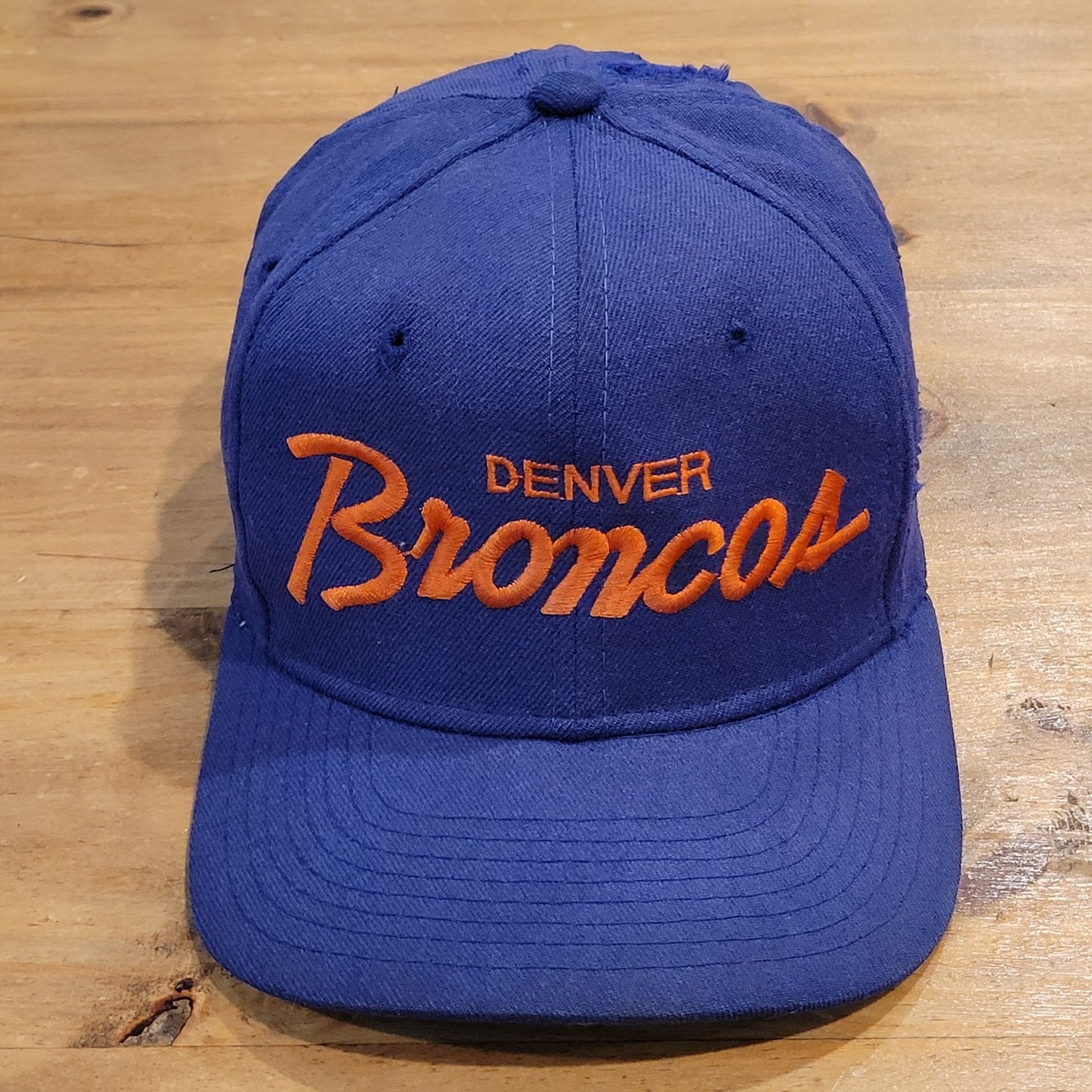 Vintage Denver Broncos Hat Sports Specialties Single Script Wool Blue Korea