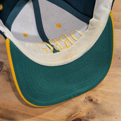 Vintage Oregon Ducks Hat The Game Wool Arch Spell Out Snapback Green 90s