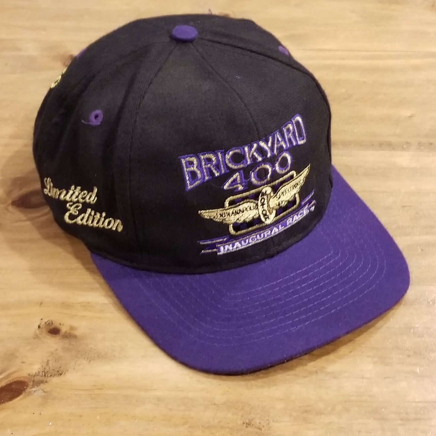 Vintage Brickyard 400 Indy Hat Snapback Black Wool Blend Logo 7 limited Edition