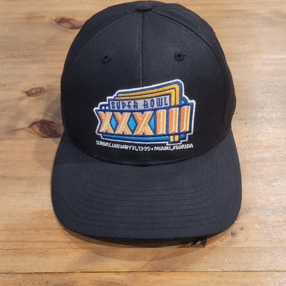 Vintage Super Bowl XXXIII Hat Snapback Black ANNCO Denver Broncos Miami FL