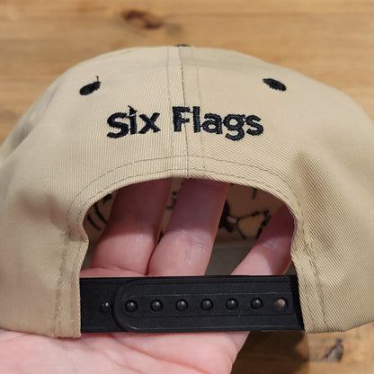Vintage Taz Tasmanian Devil Six Flags Hat Brown Yield Sign One Size 90s 1997