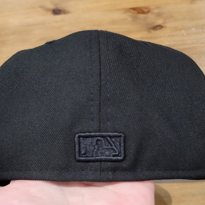 Los Angeles Dodgers Hat New Era Size 7 1/8 Fitted Black On Black Out 59Fifty MLB