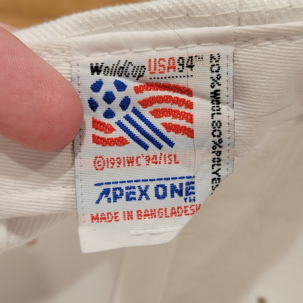 Vintage World Cup USA 1994 Soccer Apex One Wool Blend White Flag 90s