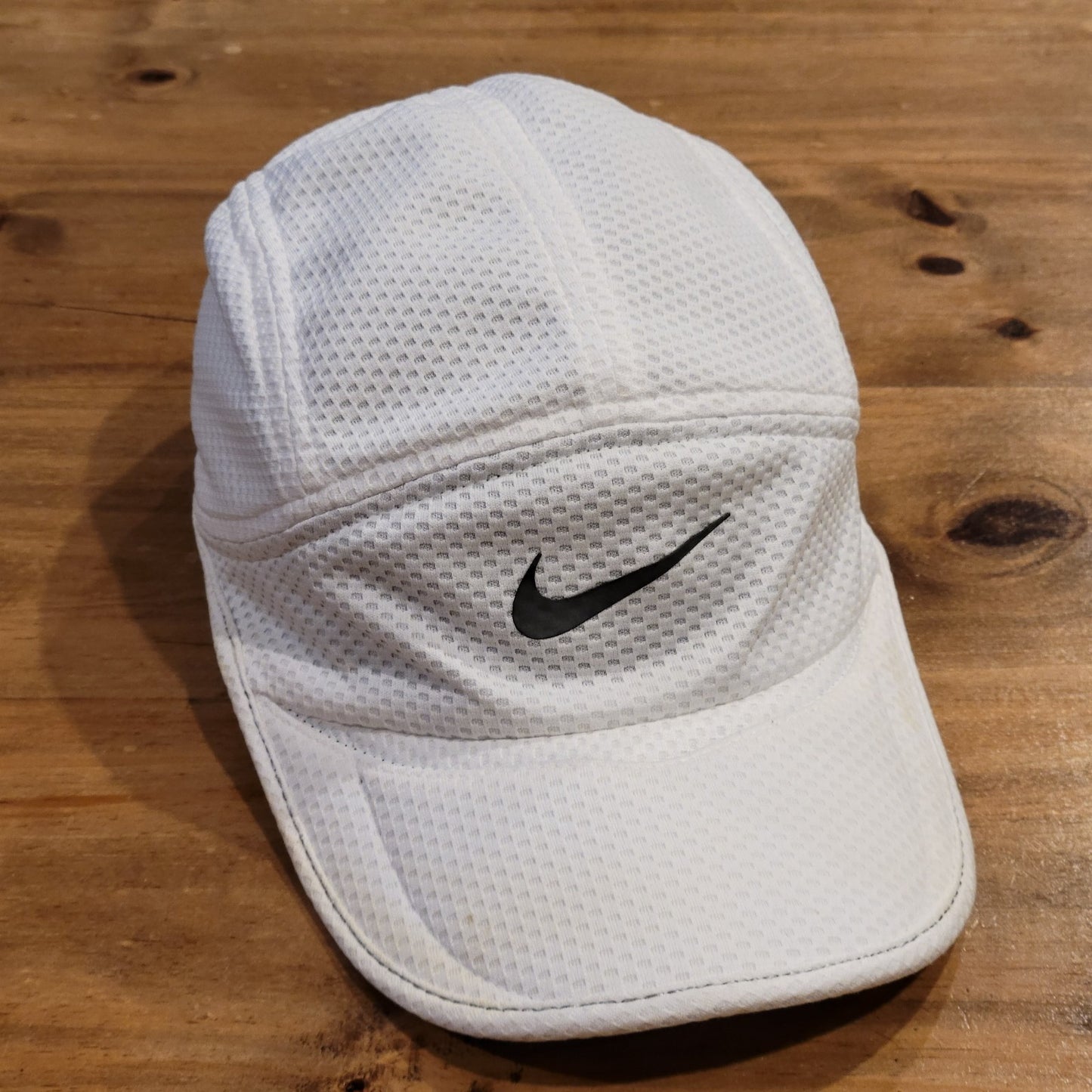 Vintage Nike Daybreak 5 Panel Hat Strap Back White Mesh Running Y2K