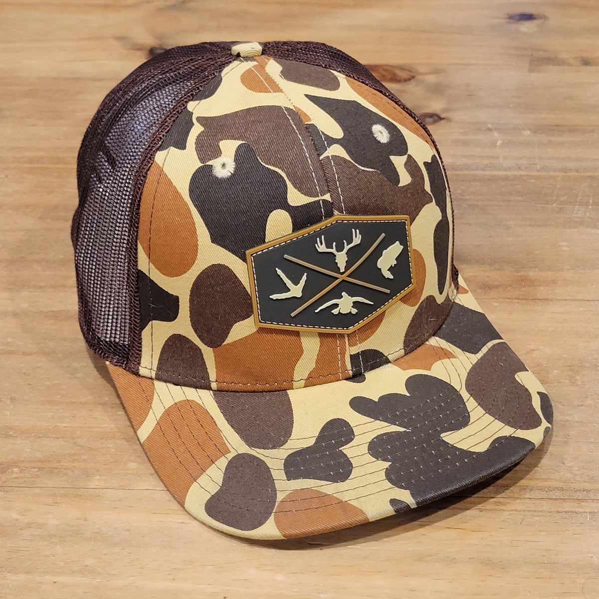 Fierce 901 Hunting Hat Snapback Duck Camo Trucker Brown Fish Deer Patch One size