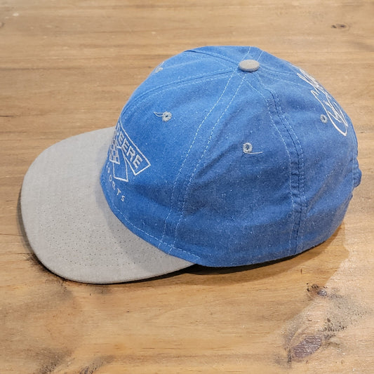 Vintage John Deere Motorsports Hat Snapback Blue Denim NASCAR Chad Little