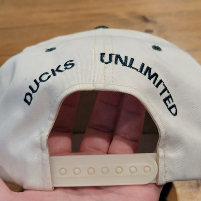 Vintage Ducks Unlimited Hat Snapback White Green DU 90s Embroidered Duck