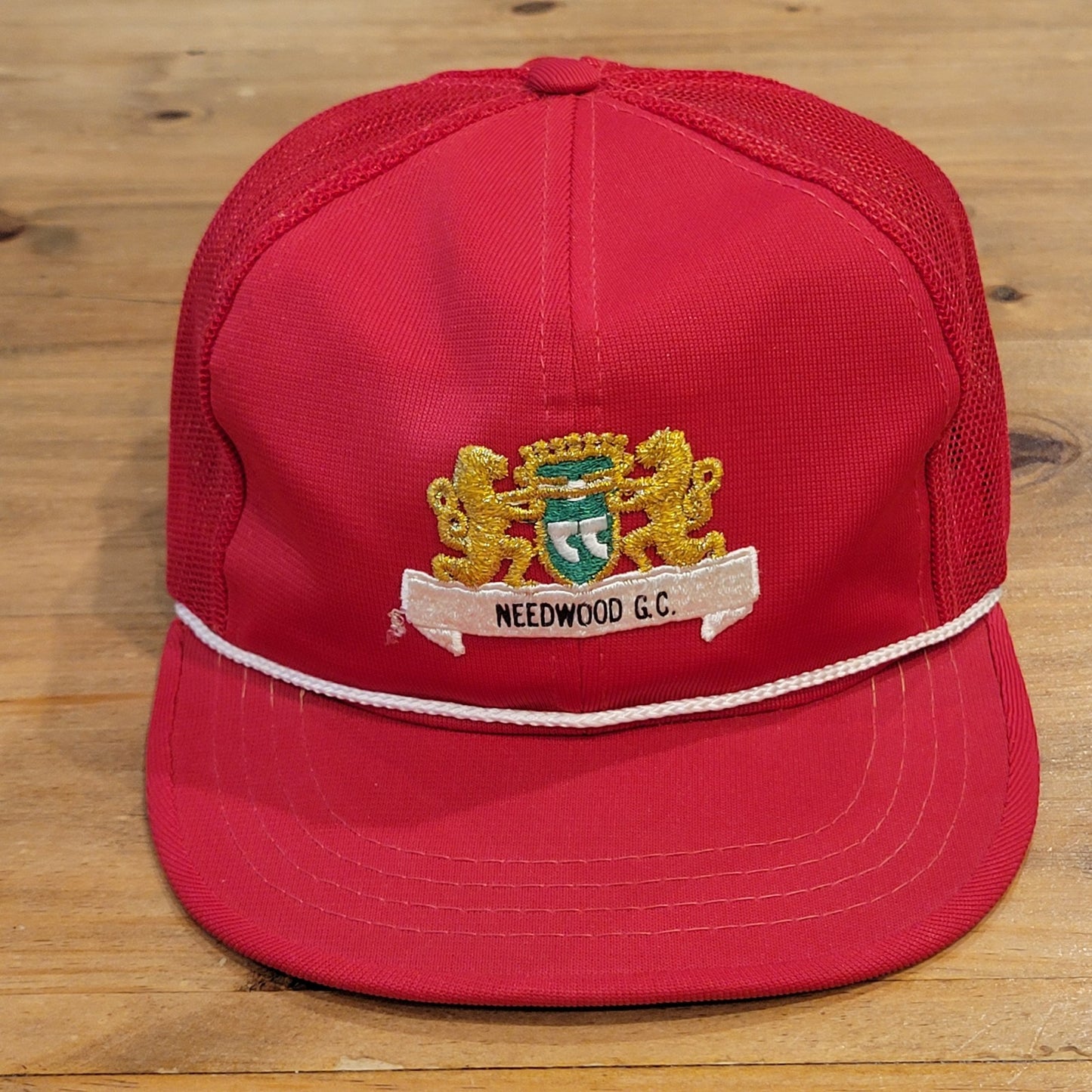 Vintage Needwood Golf Course Club Hat Snapback Red Mesh 80s 90s Rope Need Wood