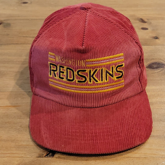 Vintage Washington Redskins Corduroy Hat Snapback NFL 90s Football Bar Logo