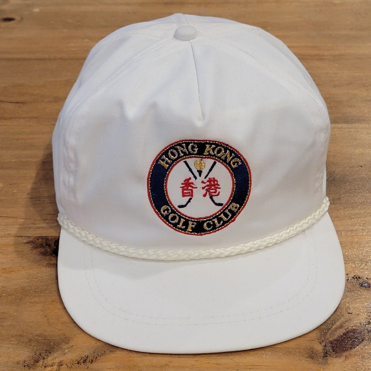 Vintage Hong Kong Golf Club Hat Imperial Strap Back White Rope One Size 90s