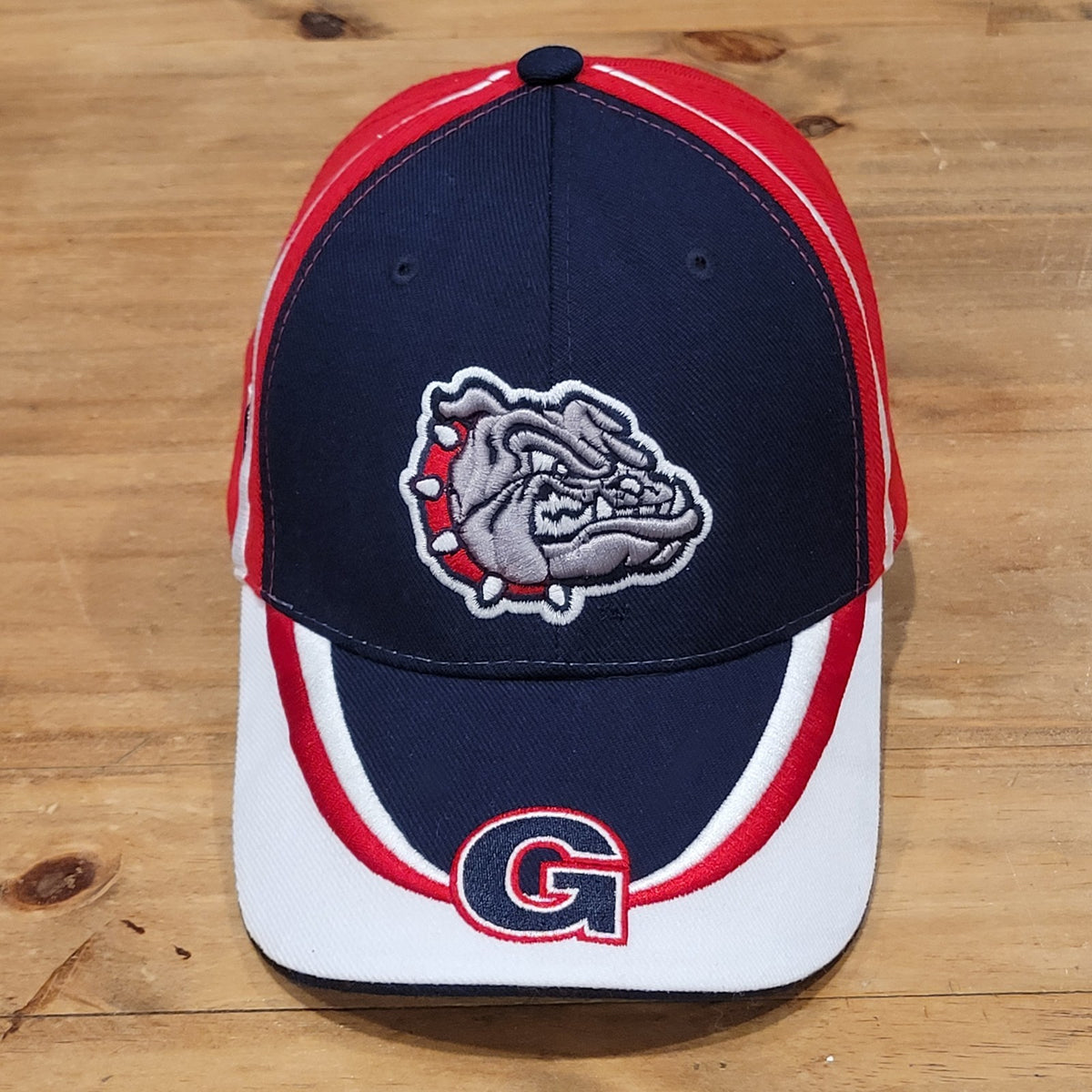Vintage Gonzaga Bulldogs Hat Strap Back Blue Red 90s College Wool Blend