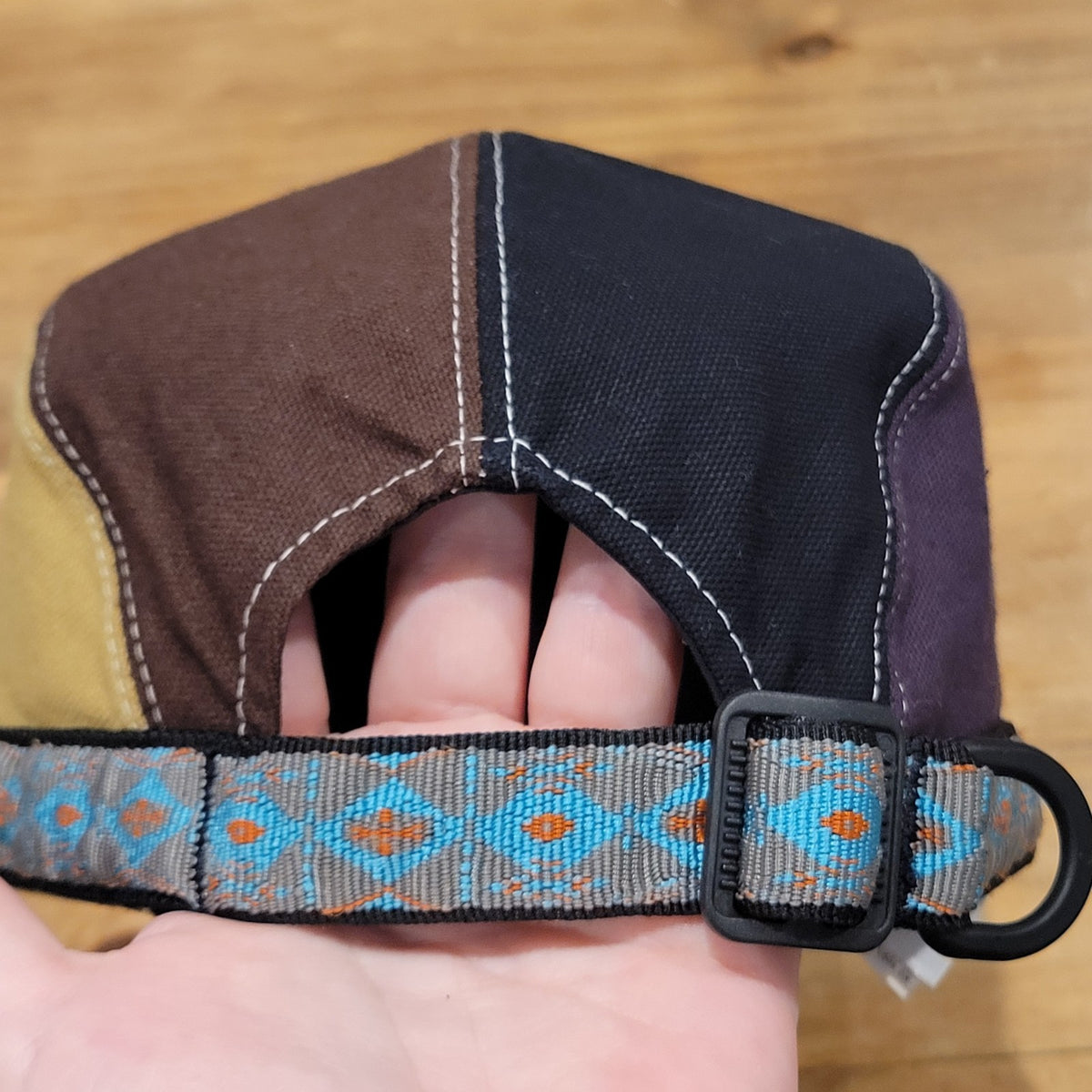 Kavu Hat Cap Strap Back Brown Black Canvas One Size Made USA Hiking Outdoor