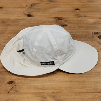 Vintage Columbia Fishing Hat Women One Size Adjustable White Neck Flap Wide Bill