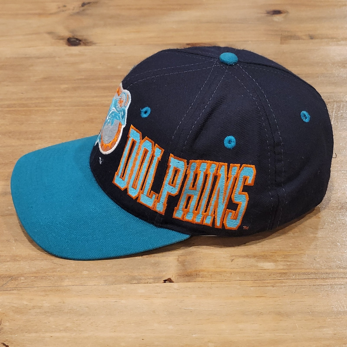 Vintage Miami Dolphins Apex One Snapback Hat Black Wool NFL 90s
