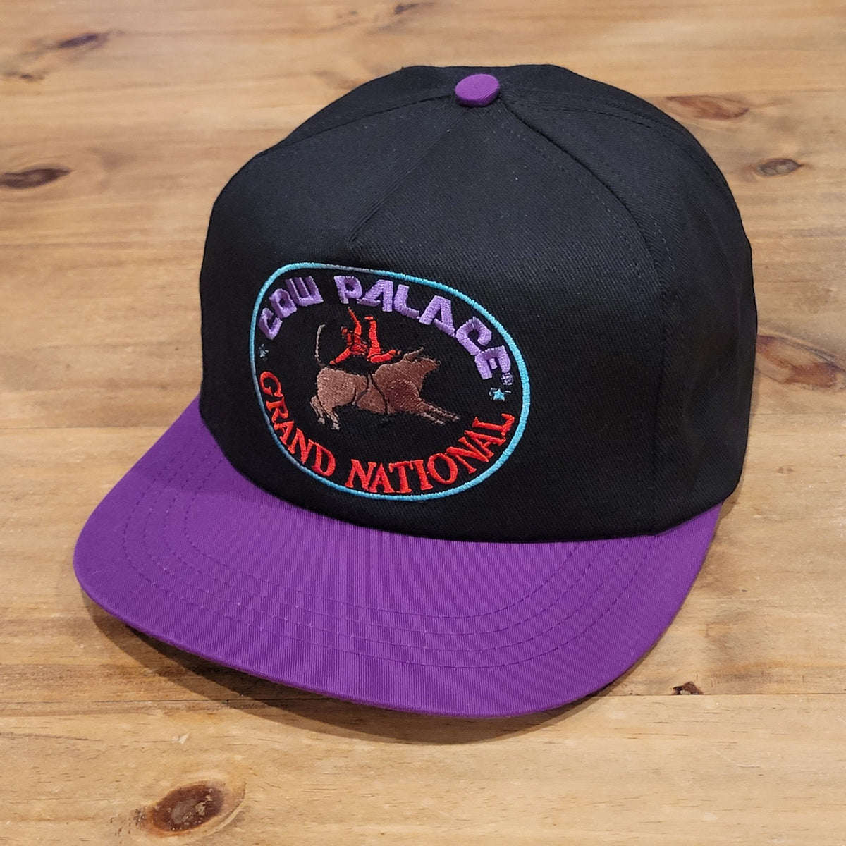 Vintage Cow Palace Grand National Rodeo Hat Black Cowboy Western 90s Embroidered