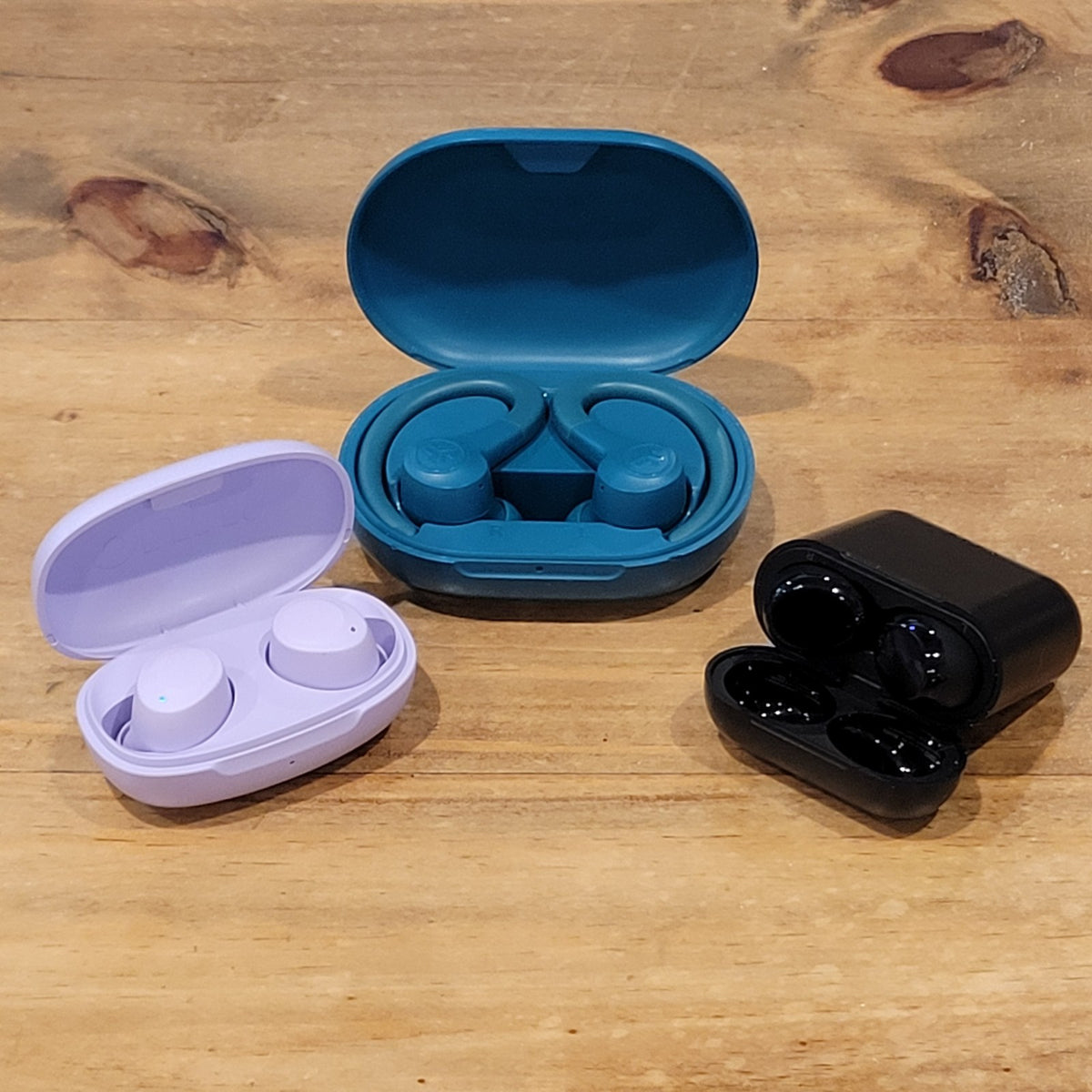 Lot of 3 Wireless Bluetooth Earbuds Jlab Go Sport Tozo T6 Onn Buds Purple