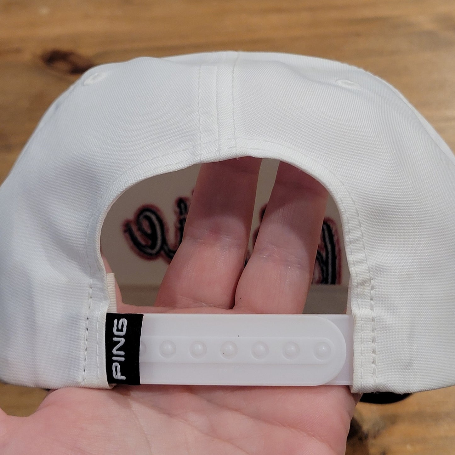Ping Hat Snapback White Birdie Spell Out Logo One Size Adjustable