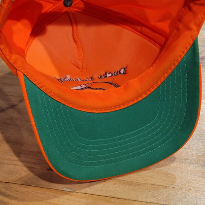 Vintage Ducks Unlimited Hat Strapback Blaze Orange  DU 90s Embroidered Duck