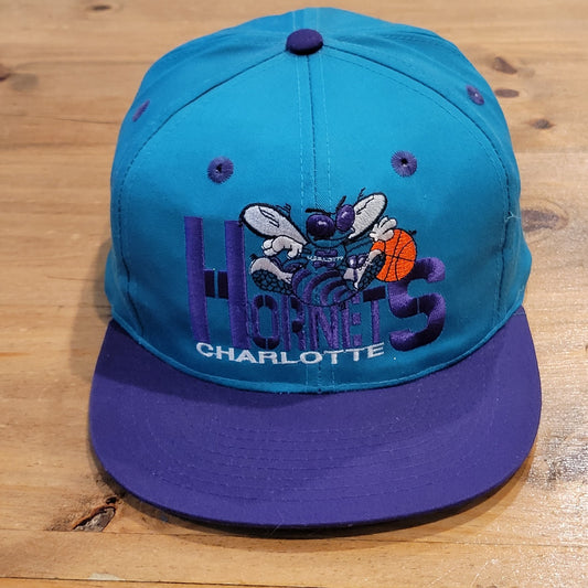 Vintage Charlotte Hornets Hat Snapback 90s NBA Basketball One Size