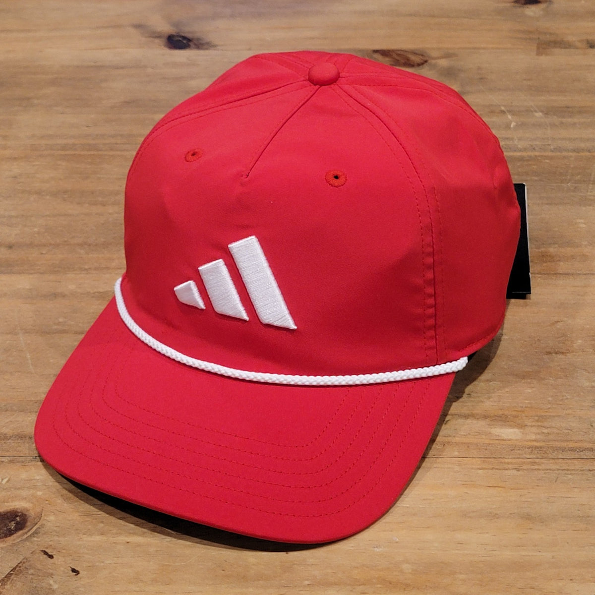 Adidas Golf Hat Cap Snapback Red White 3 Stripe Logo Rope Tour 5 Panel One Size