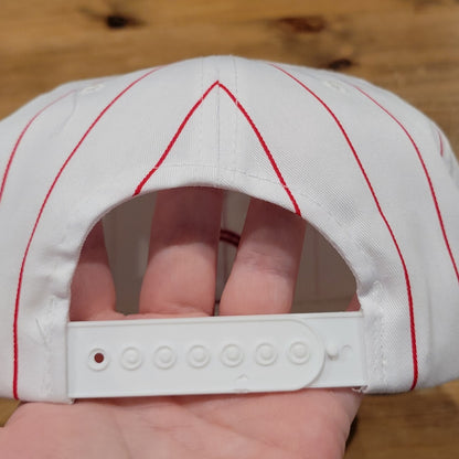 Vintage Cincinnati Reds Hat New Era Snapback White Red Pinstripe 90s Pro Model