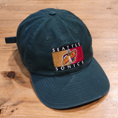 Vintage Seattle Supersonics Hat Green Dad Cotton Strap Back 90s Y2K One Size NBA