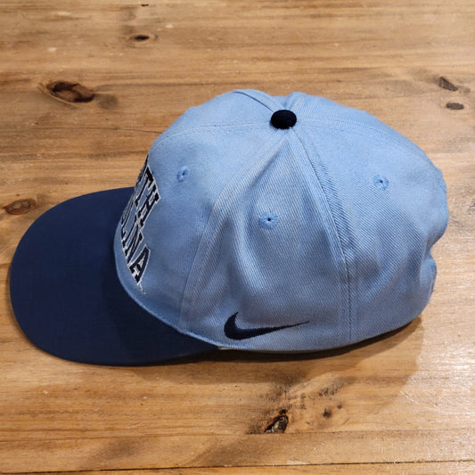 Vintage North Carolina Tar Heels Nike Hat Spell Out One Size 90s Y2K Baby Blue