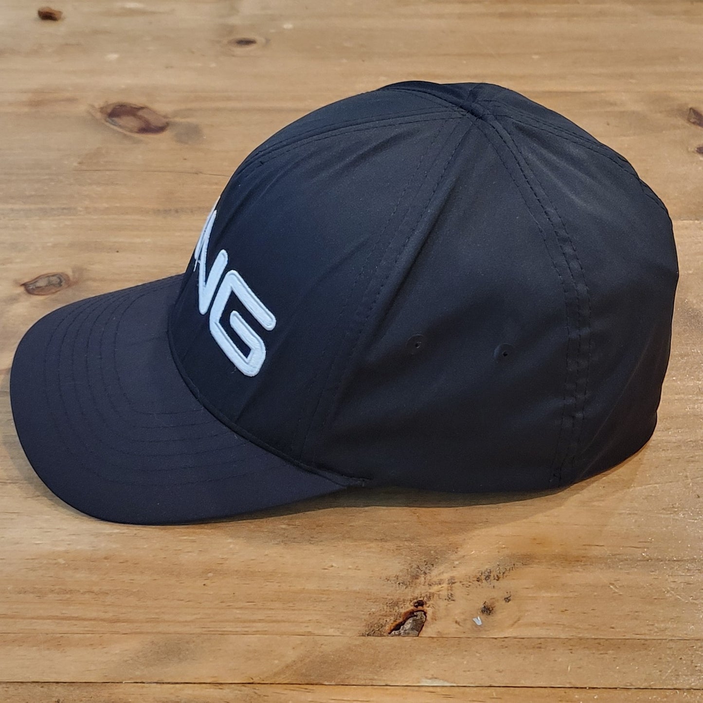 Ping Golf Hat Cap Size L/XL Flex Stretch Fitted Black White Spell Out Golfer