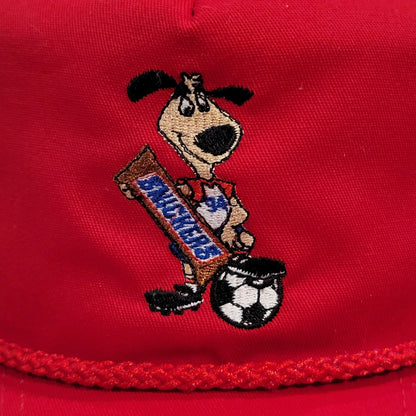 Vintage 1994 World Cup Snickers Striker Dog Mascot Snapback Hat Red USA 94 Cap