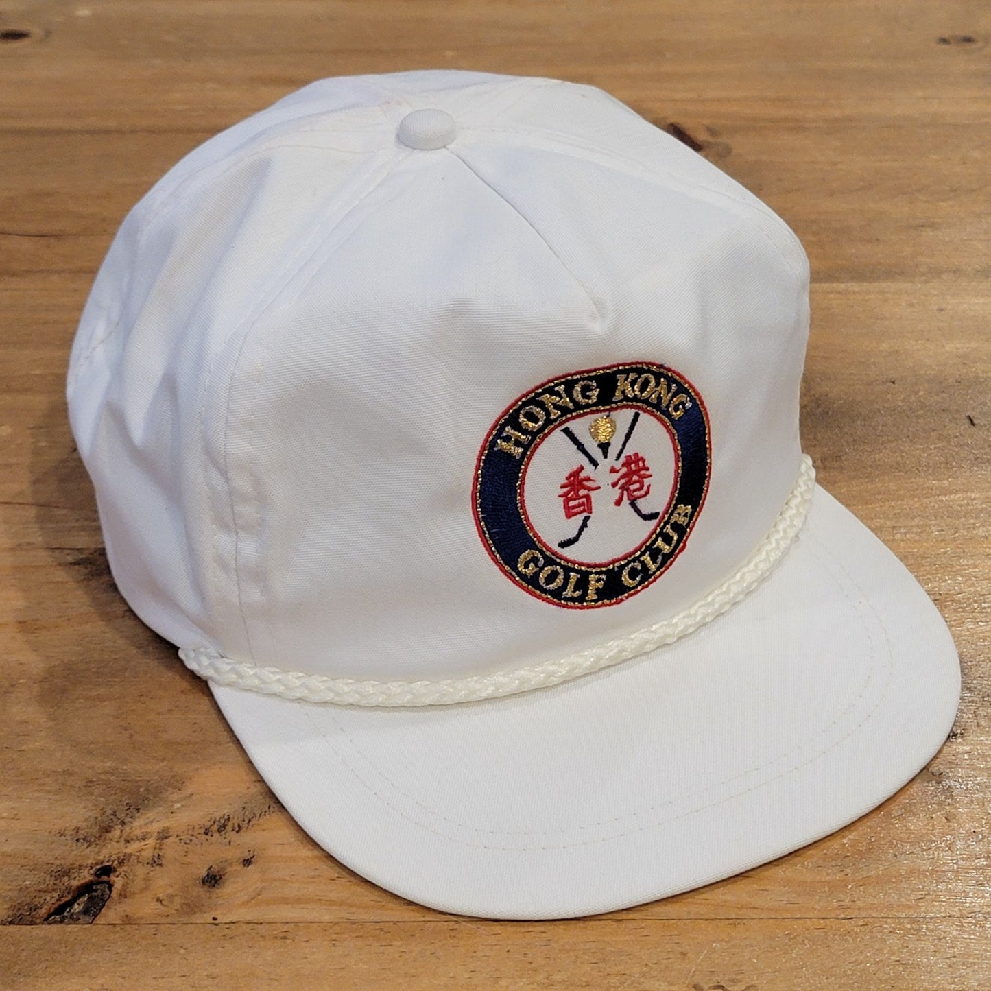 Vintage Hong Kong Golf Club Hat Imperial Strap Back White Rope One Size 90s