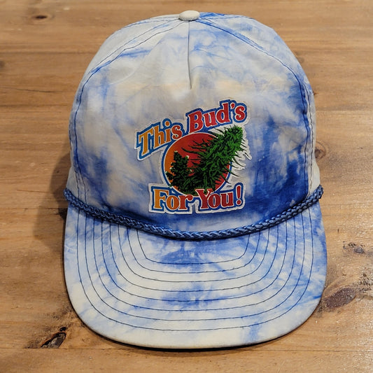Vintage Weed Marijuana This Bud's For You Hat Zip Back Rope 80s 90s One Size