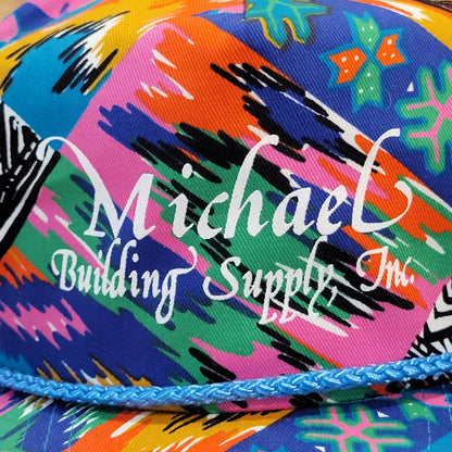 Vintage Construction Hat Southwest AOP Allover Floral Rope 90s Y2K Michael Build