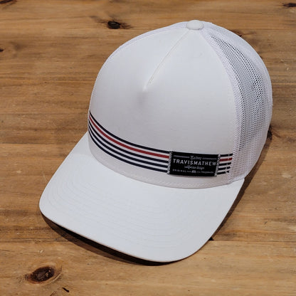Travis Mathew Golf Hat Cap Snapback White Stripes Golfer Adjustable Patch