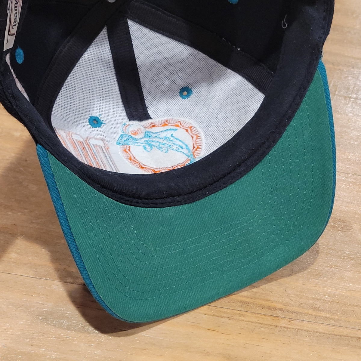 Vintage Miami Dolphins Apex One Snapback Hat Black Wool NFL 90s