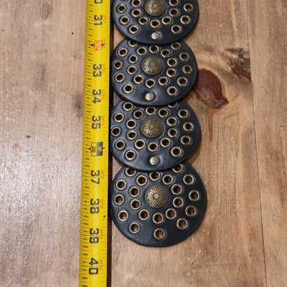 Disc Concho Belt | Western Oval Buckle Belt | 100cm Black