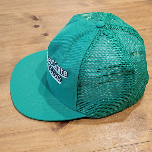 Vintage Quaker State Racing Hat Snapback Trucker Green Made USA Race Car Oil
