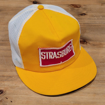 Vintage Strasburg Trucker Hat Snapback Yellow Red Patch Railroad Train One Size