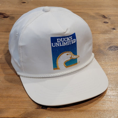 Vintage Ducks Unlimited Hat Snapback White Rope DU 90s Embroidered Duck