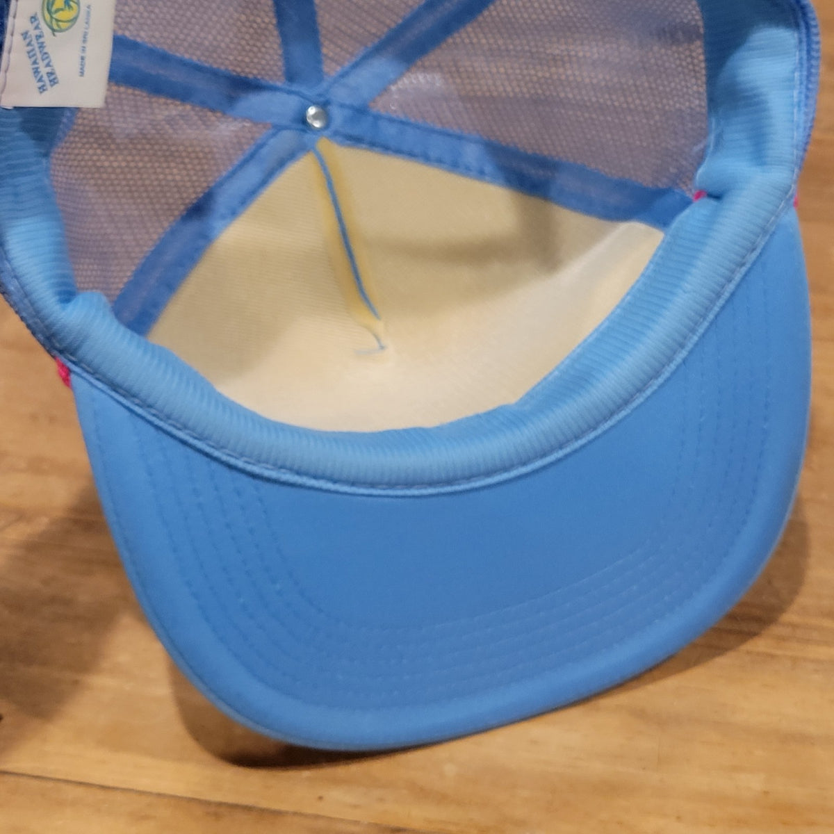 Vintage Maui Hawaii 1996 96 Trucker Hat Blue Pink Neon Rope Beach