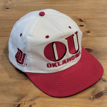 Vintage Oklahoma Sooners OU Hat Snapback 90s Logo 7 Competitor Retro White