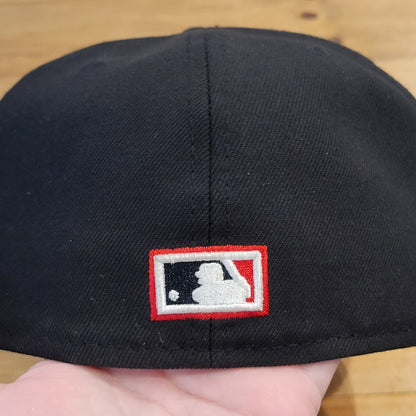 Atlanta Braves Hat New Era Size 7 1/2 Fitted Black Hank Aaron 40th Anniv 715