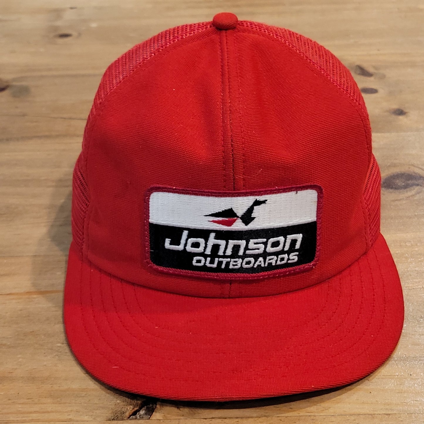 Vintage Johnson Outboards Motor Hat Snapback Red Fish Boating Patch Trucker
