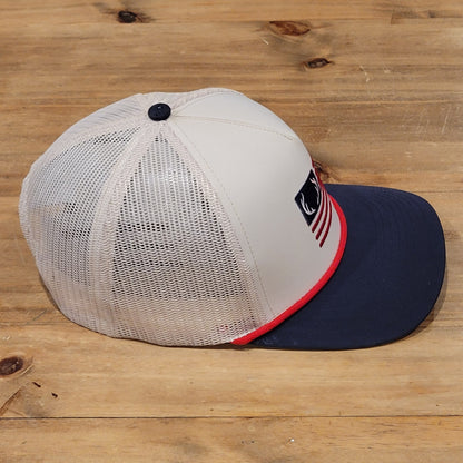 Southern String Hat Co Snapback Deer USA Flag Rope Mesh Back Brown Outdoor