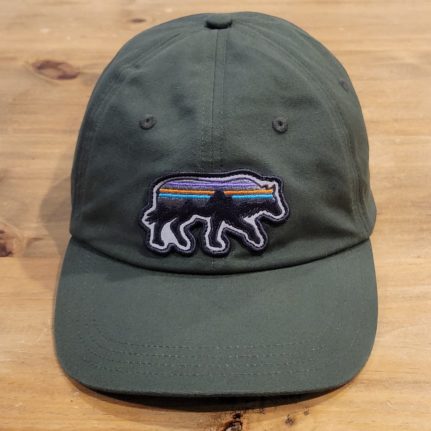 Patagonia Hat Strap Back Green Grizzly Bear Patch Logo Cotton Dad Unstructured