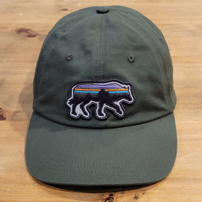 Patagonia Hat Strap Back Green Grizzly Bear Patch Logo Cotton Dad Unstructured