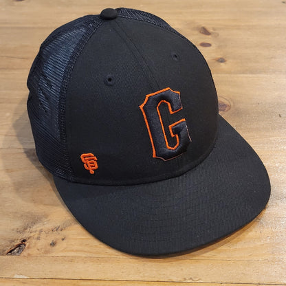 San Francisco Giants Hat New Era Size 7 3/8 Fitted Black Low Profile G Logo Mesh